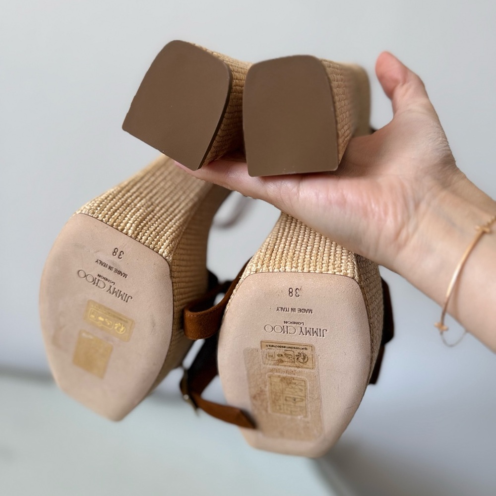 New JIMMY CHOO Gaia 140 suede platform sandals 38 $995 - Picture 12 of 13
